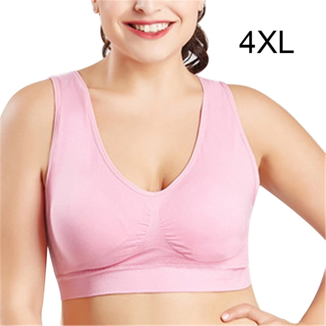 Sujetador sin costuras Wireless Hacer subir Lingerie Plus Size Yoga Sport Underwear, Rosa, 4XL seitruly AP002554-22