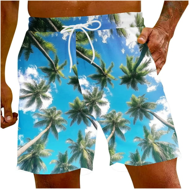 Pantalones Cortos para Hombre Atléticos Pantalones de Playa de Impresión Especial, Pantalones Cortos Atléticos de Poliéster Elásticos para Hombres