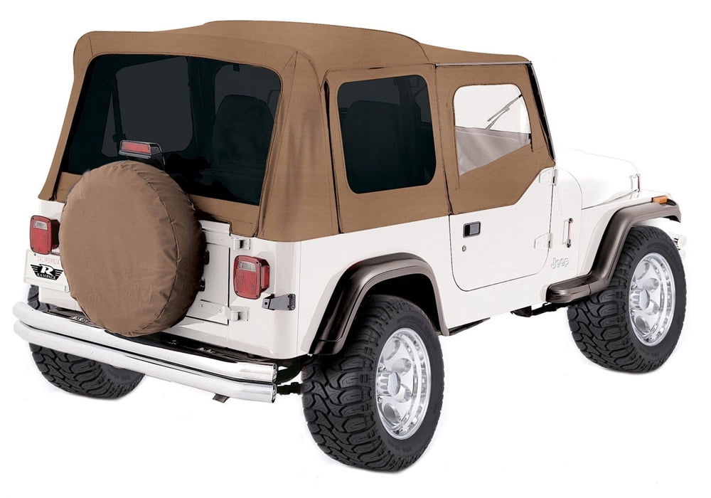 Rampage Products 99417 Factory Replacement Soft Top for 1987-1995 Jeep  Wrangler YJ with Door Skins, Spice Denim w/Tint Windows 