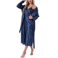 thumbnail image 4 of Conjunto de bata de satén para mujer INSPIRE CHIC de 2 piezas, camisón midi suave y sedoso, conjuntos de pijama sexys, batas de dama de honor XL azul, 4 of 6