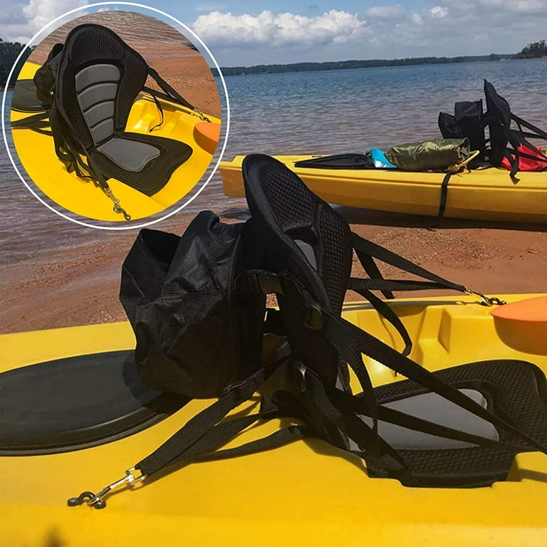 Deluxe Padded Kayak Seat Fishing Boat Seat Deluxe Sit-On-Top Canoe Seat  Cushioned - Comfortable Backrest Support Universal Sit with Adjustable Back  Strap Detachable Storage Bag 
