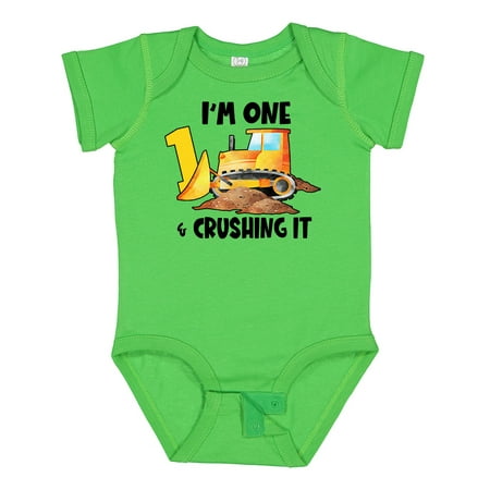 

Inktastic I m 1 and Crushing It Construction 1st Birthday Gift Baby Boy or Baby Girl Bodysuit