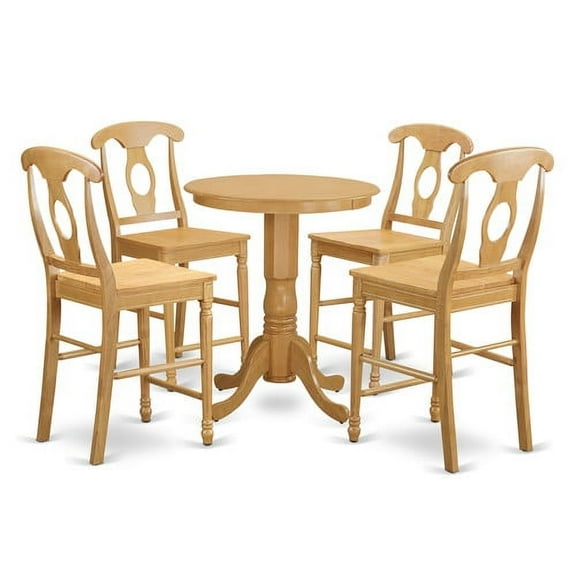 East West Furniture Traditional Black and Cream Rubberwood Five-piece Counter-height Dining Set