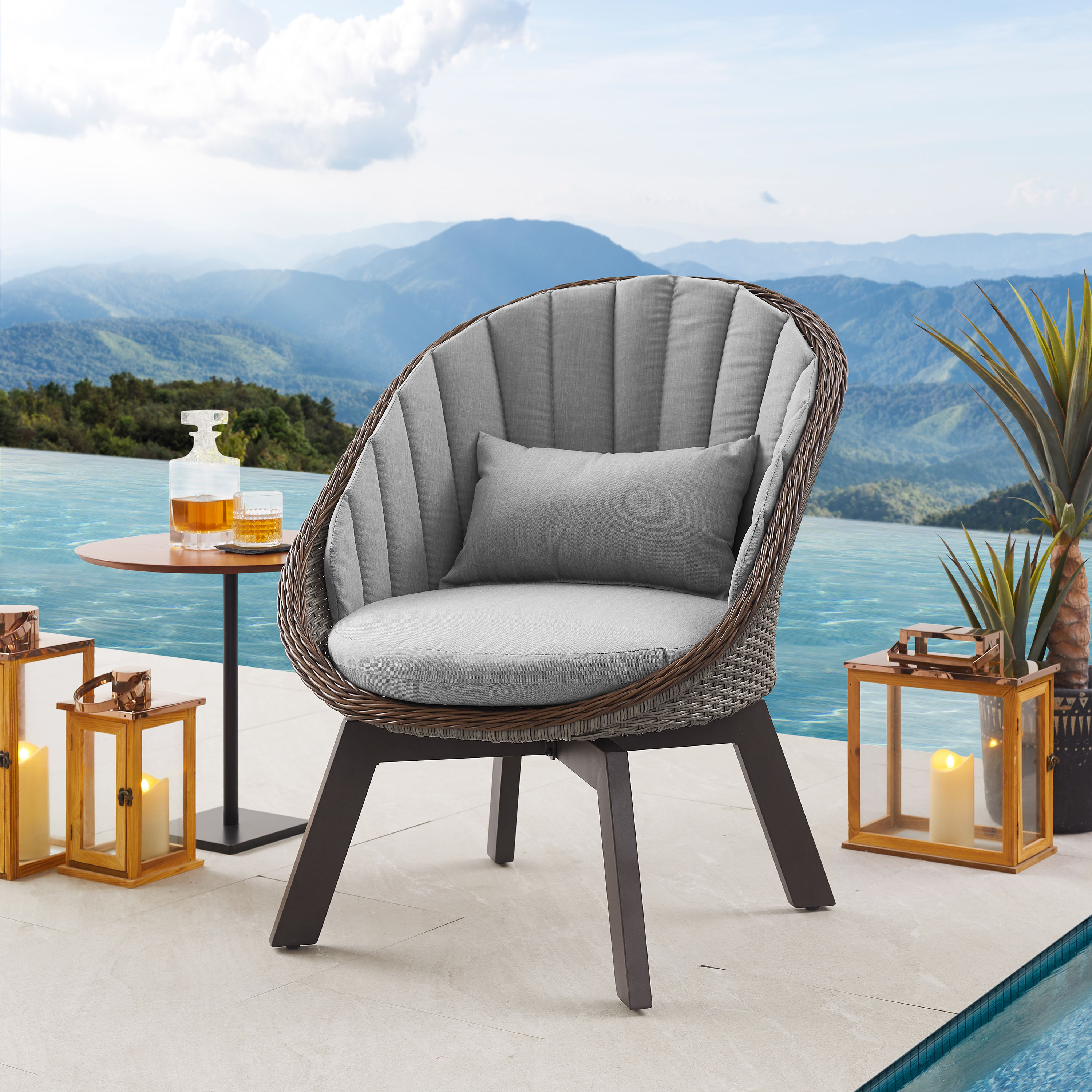 Art Leon 3 Piece Patio Chair Set Garden Outdoor Swivel Lounge Chair Gray - image 5 of 7
