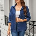 thumbnail image 2 of Busydd Denim Jackets for Women Casual Long Sleeve Button Lapel Womens Jackets Comfortable Pockets Womens Fashion XL, 2 of 7