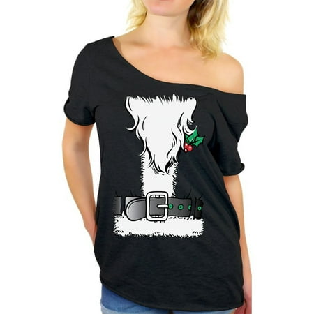 Holiday Womens Bag - Awkward Styles Christmas Tuxedo Off the Shoulder Shirt for Women Santa Suit Holiday Party Xmas Santa Claus Beard Holiday Graphic Ugly Xmas Party Tee For Ladies