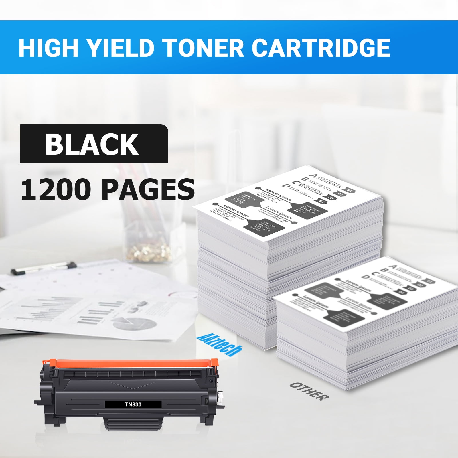TN830 Toner Cartridge 830 Black Compatible for Brother TN830 TN830XL TN-830 TN-830XL DCP-L2640DW HL-L2460DW HL-L2405W HL-L2400D HL-L2480DW MFC-L2820DW MFC-L2820DW XL Printers 4-Pack