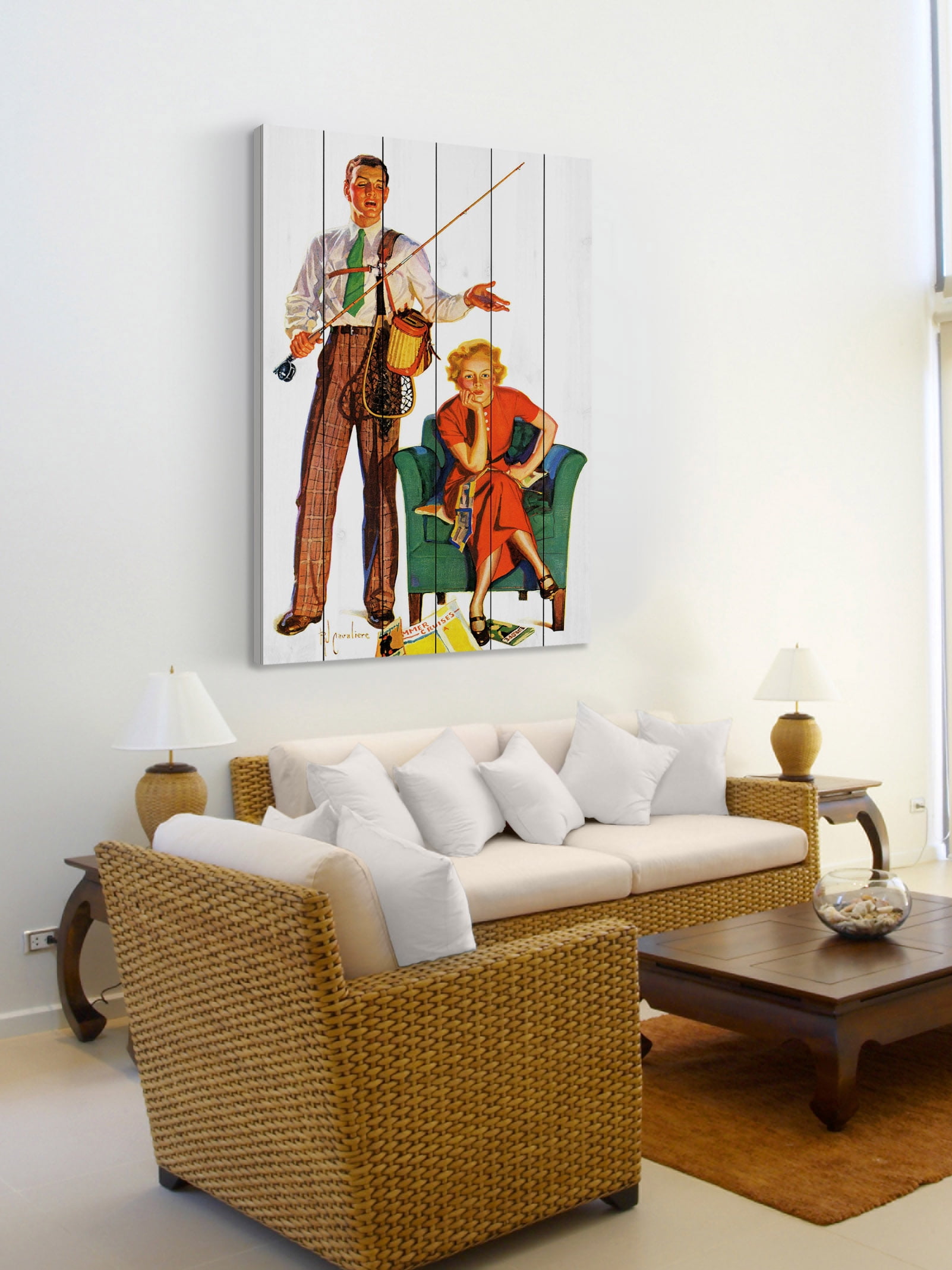"Whose Vacation?" Painting Print on White Wood