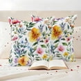 thumbnail image 3 of Retro Flower Outdoor Waterproof Pillow Covers, Green Eucalyptus Colorful Floral Painting Decorative Square Throw Pillowcase Sofa Cushion Sham for Patio/Couch/Chair, 24"x24" 2 Pack, 3 of 8