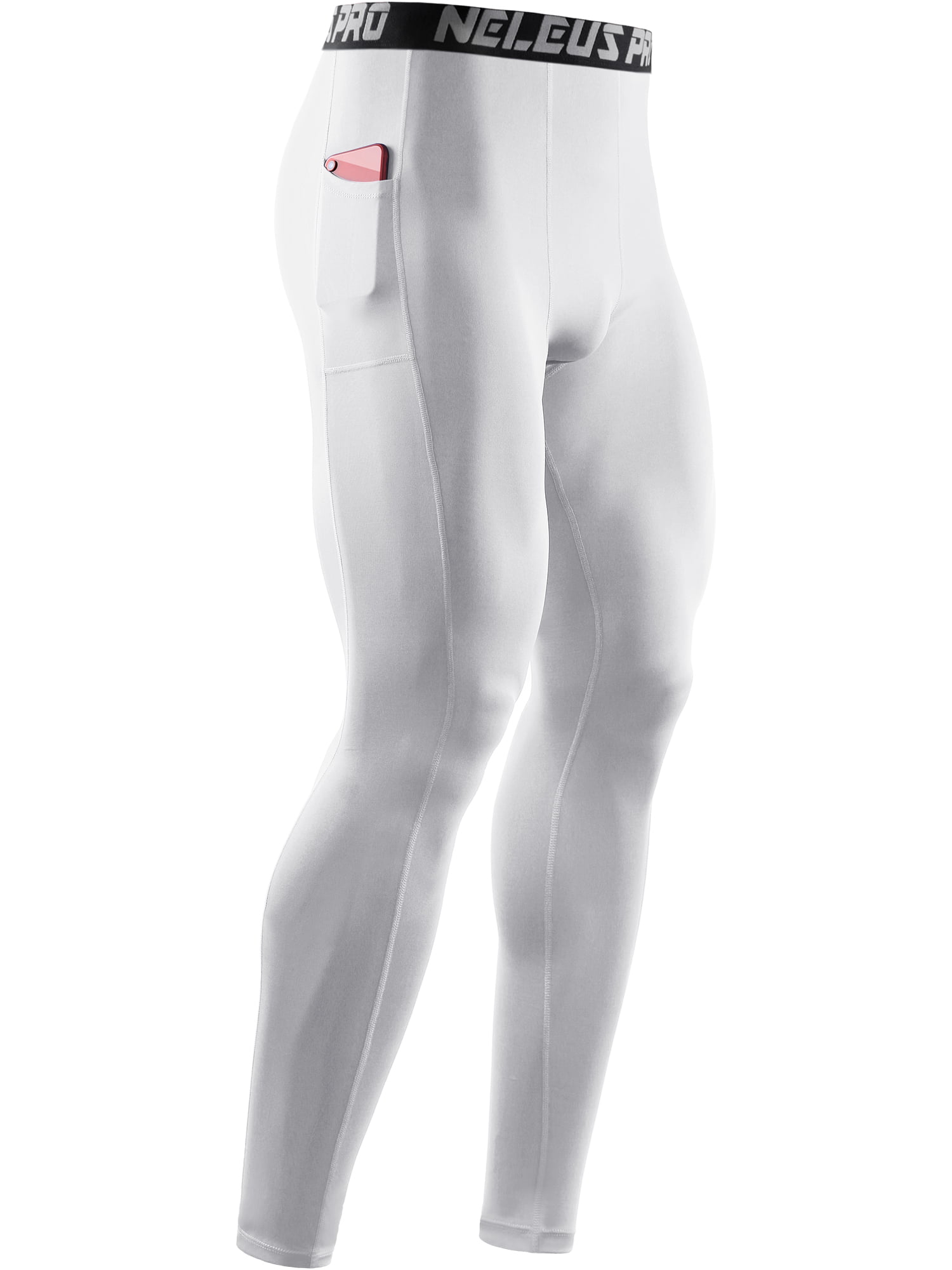 Neleus Men's 2 Pack Compression Pants Running Tights Sport Leggings,6026,White,Black,L,EUR  XL