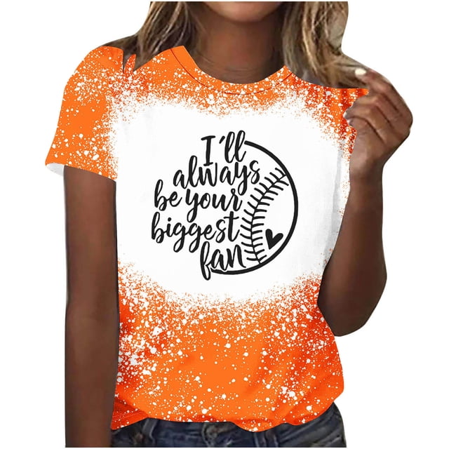 Camisas de Mujer Casual Impreso Cuello Redondo Manga Corta Superior, Blusa de Moda para Uso Diario Y de Fiesta