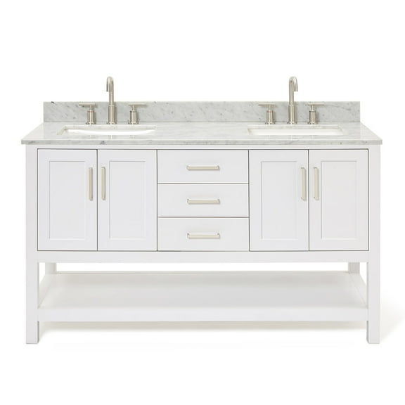 Ariel S061dcw2rvo Magnolia 60" Free Standing Double Basin Vanity Set - White