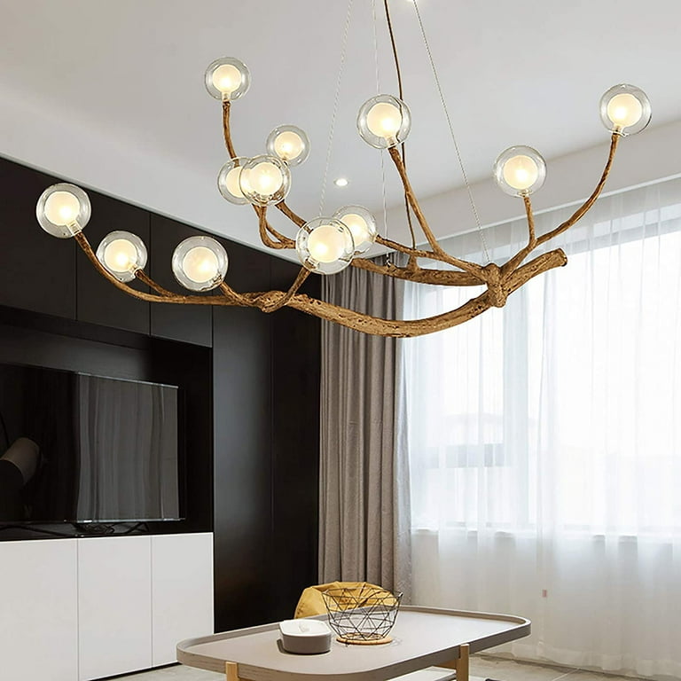 MONIPA Tree Branch Pendant Light Modern LED Chandelier Glass Resin Hanging  Ceiling Light Fixture Dimming Adjustable Chain Hanging Lamp for Dining
