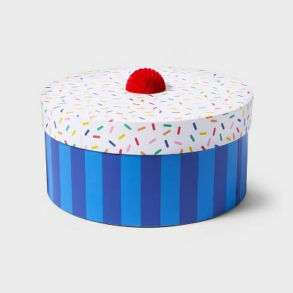 Large Blue Cupcake Box -Polka Dot Gift Boxes with Lids, 10"x10"x5.125" for Birthdays & Holidays