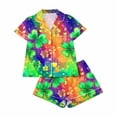thumbnail image 4 of Fjofpr Pajamas Women Short Sets Woman Casual Turndown Button Print Short Sleeve Blouse And Short Pants Set Multicolor, 4 of 6