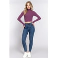 thumbnail image 4 of J. METHOD Women's Turtle Neck Crop Top Long Sleeve Ribbed Knit Casual Basic Cropped T Shirts, 4 of 4