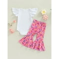 thumbnail image 4 of Genuiskids Infant Baby Girls 2pcs Suit Cartoon Print Romper Tops Summer Spring Casual Party Bell-Bottom Pants 9-18M, 4 of 9