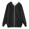 thumbnail image 7 of Hoodie for Women Oversized Zip Up Cozy Hooded Sweatshirt Fleece Drawstring Pullover Sweatshirt Jacket with Pockets Black S-6XL, 7 of 7