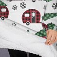 thumbnail image 3 of Oversized Wearable Blanket Hoodie,White Christmas Car and Camper Pattern Sherpa Blanket Hoodie with Super Pockets,Super Warm Fuzzy Pullover for Women & Men, 3 of 6