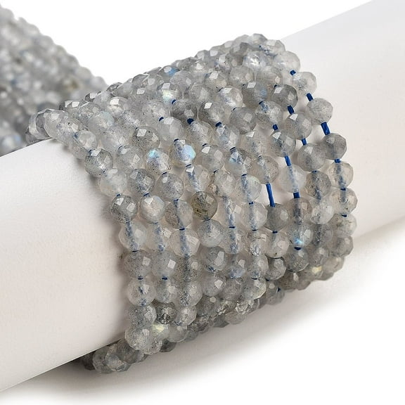 5Strand Faceted Round Natural Labradorite Bead Strands 3mm Hole: 1mm about 124pcs/strand 15.5 inch