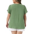 thumbnail image 4 of DARING DIVA Women's Plus Swiss Dot Crew Neck Tulip Top 4X Green, 4 of 6