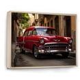 thumbnail image 2 of Designart "Red Vintage Car in Havana" Transportation Floater Framed Canvas Wall Art, 2 of 7