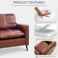 thumbnail image 6 of LAZZO Faux Leather Accent Chair, Mid-Century Modern Upholstered Armchair with Curved Armrests for Living Room and Office, Brown, 6 of 9