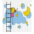 thumbnail image 3 of Ambesonne Cartoon Shower Curtain, Girl Ladder with Star, 69"Wx84"L, Yellow Blue, 3 of 5