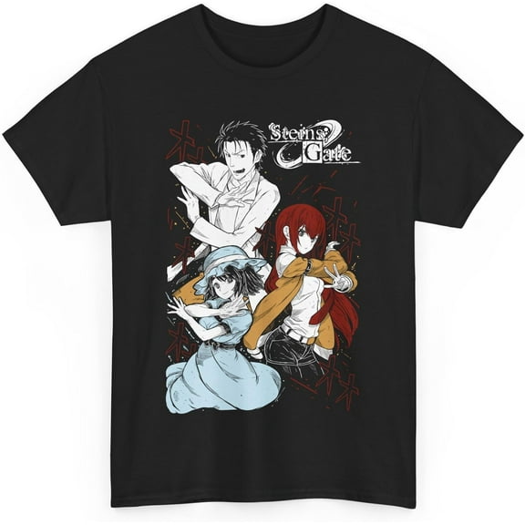 New Steins Gate Anime T-Shirt Merch Casual Short Sleeved T Shirt Unisex Tee