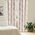 thumbnail image 2 of Ambesonne Pink Leaves Curtains, Vintage Peony Pattern, Pair of 28"x84", Pastel Pink Pale Pink, 2 of 5