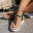 thumbnail image 2 of Dakaela Women's Wedge Sandals 2026 Open Toe Platform Espadrille Flip Flops Elastic Ankle Strap Casual Bohemian Beach Thong Walking Shoes Size 6-10 Green, 2 of 6