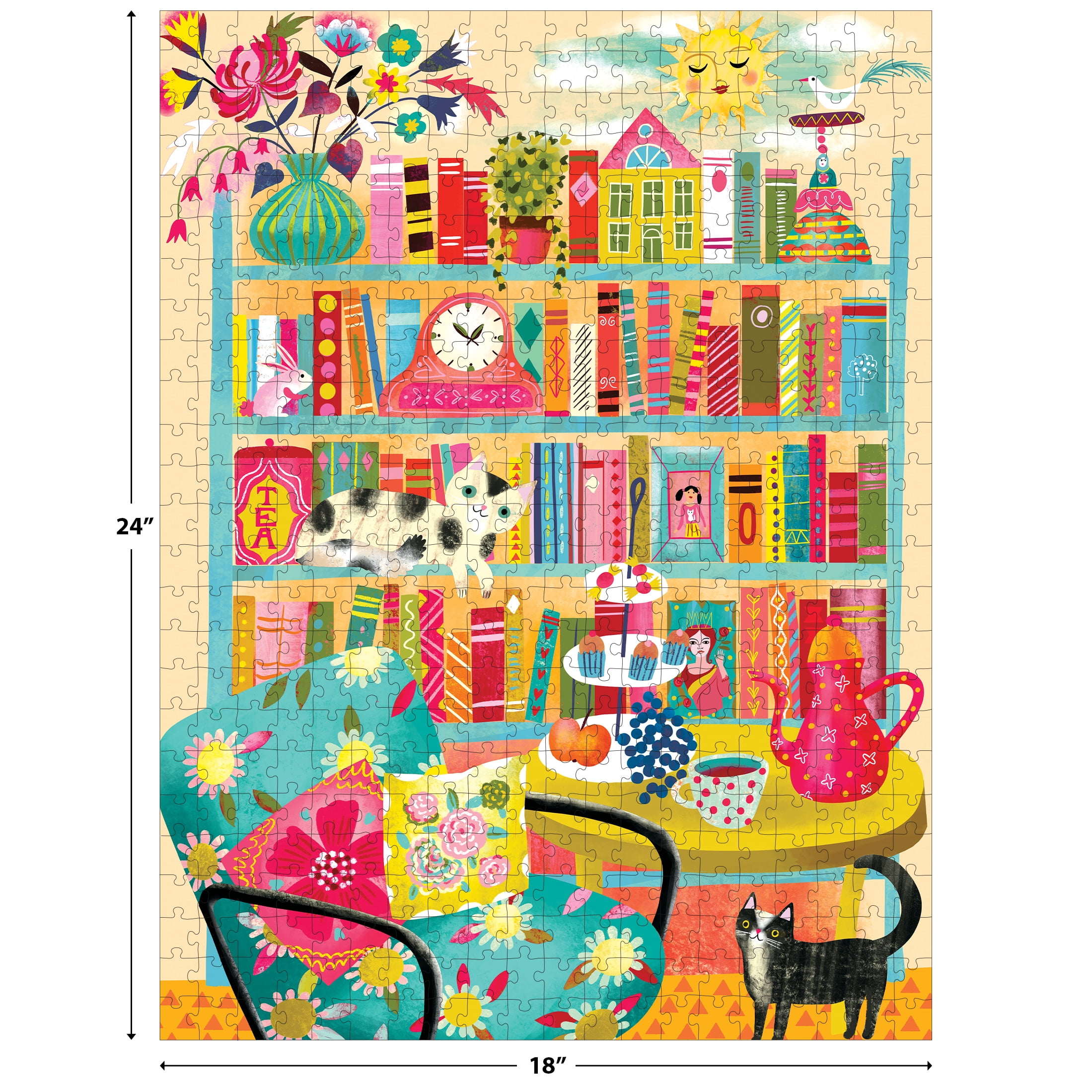 RoseArt - Vertical Visions 500 pièces - Bibliothèque avec chats - Puzzle à emboîter pour adultes
