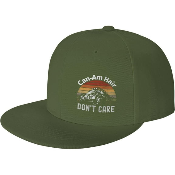 Can Am Hair Don't Care Flat Brim Hat Classic Fashion Trucker Adjustable Brim Baseball Cap for Men Women Black