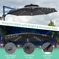 thumbnail image 4 of Autlaycil 10 FT Aluminum Offset Outdoor Cantilever Umbrella with 35 Solar Lights, and 360-degree Rotation, 2-Tier Patio Umbrella - Grey, 4 of 6