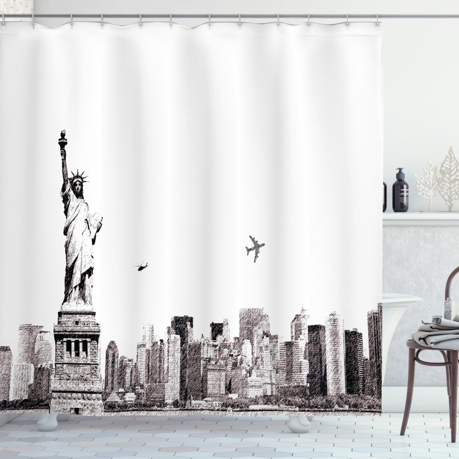 Details about   American Statue of Liberty Shower Curtain Waterproof Bathroom Accessories 71in 