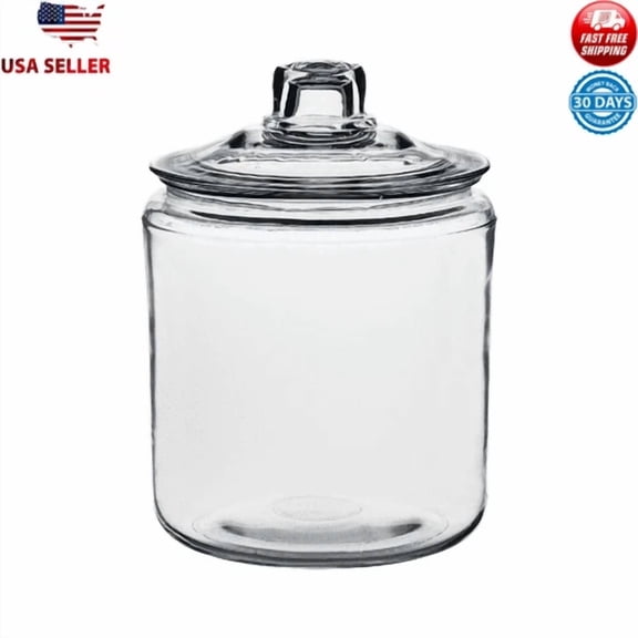 Wide Mouth 1-Gallon Clear Glass Jar With Sturdy Classic Lid For Storing Large Us