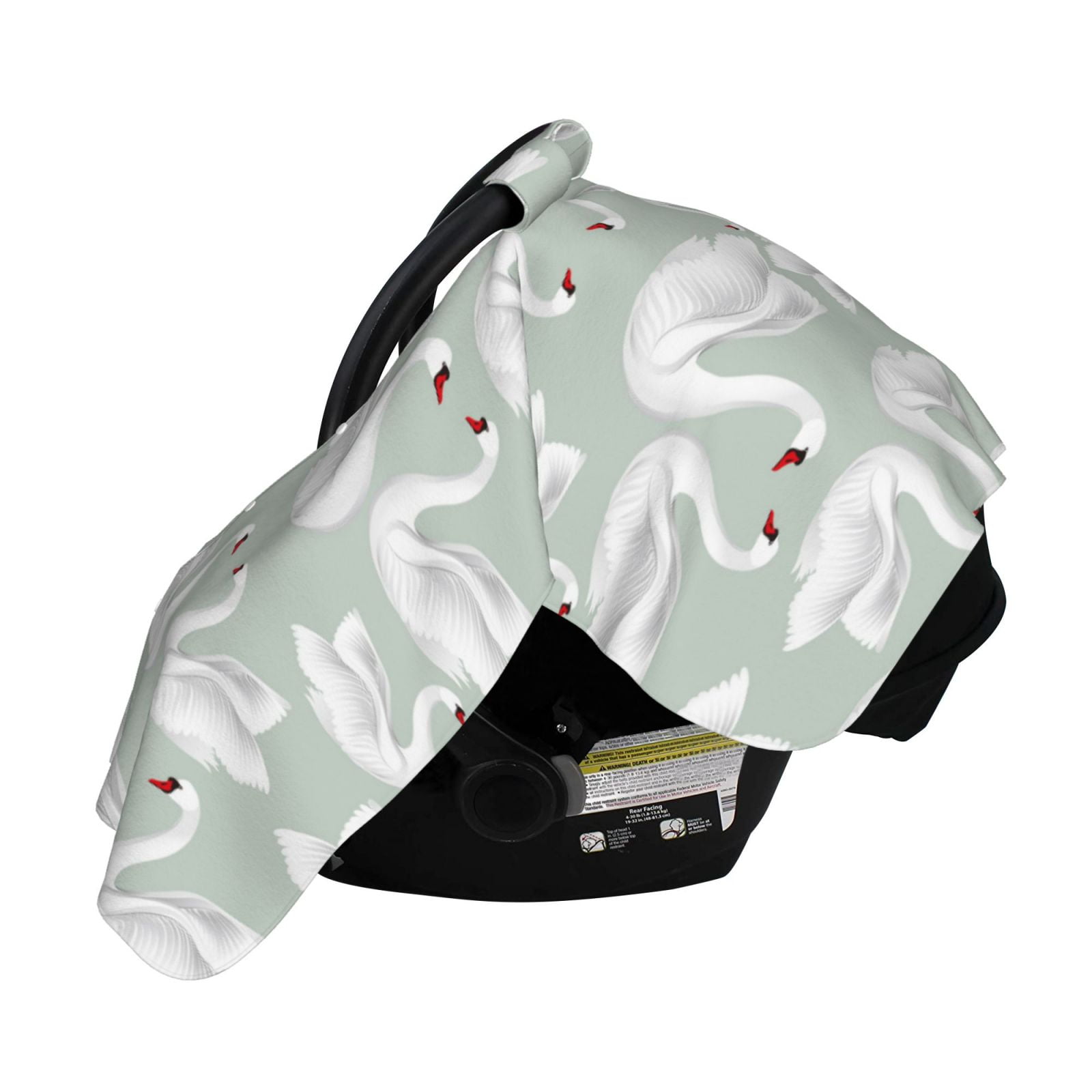 Naloa White Birds Baby Car Seat Cover, Breathable Baby Carrier Cover, Multiuse Baby Carrier Cover & Nursing Breastfeeding Cover