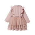 thumbnail image 3 of Bagilaanoe Little Girls Winter Trench Coat Jacket Long Sleeve Lace Mesh Patchwork Jacket with Belt 2T 3T 4T 5T 6T 7T Kids Fall Casual Windbreaker Outwear, 3 of 9