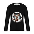 thumbnail image 4 of Donemore Men's Christmas Reindeer Print Casual Long Sleeve Shirt Soft Polyester-Cotton Blend Loose Fit Top for Holiday & Daily Wear, 4 of 5
