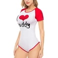 thumbnail image 1 of CutiePlusU Cotton Button Crotch Bodysuit Onesie Pajamas Classics Romper - Love Red M, 1 of 5
