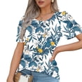 thumbnail image 6 of Spring Savings Clearance!Viikei Womens Blouses Clearance under $10,Ladies' Casual Short Sleeved Loose Round Neck Floral Print Top Multicolor XL, 6 of 7