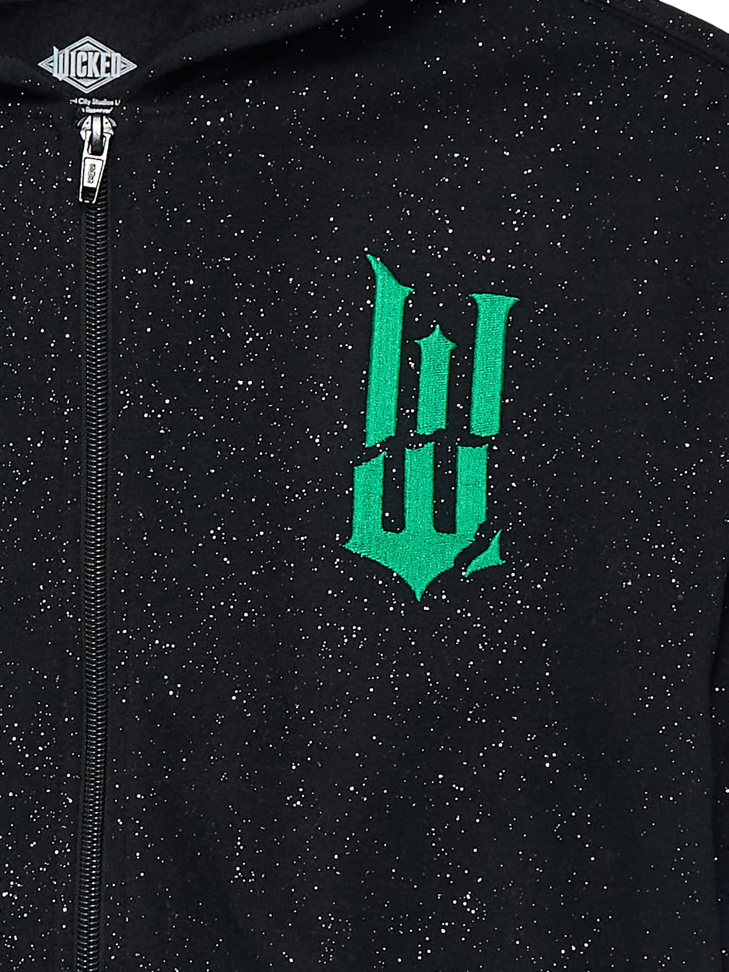 Wicked: For Good Little and Big Girls' Elphaba Glittering Galaxy Graphic Fleece Hoodie Sweatshirt, Sizes 4-16