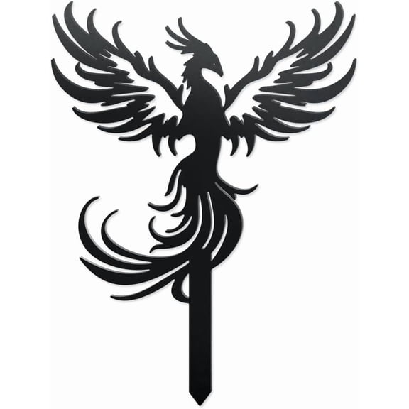 Phoenix Rising Metal Decorative Garden Stakes Funny Bird Metal Outdoor Statues Weatherproof Garden Decoration Ornament Gifts Bird Outdoor Yard Decor for Backyard Pathway Patio Lawn Walkways Black