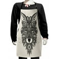 thumbnail image 1 of Celtic Kids Apron, Sharp Eyed Fox Head Portrait Mask Celtic Pattern Style Image, Boys Girls Apron Bib with Adjustable Ties for Cooking Baking Painting, Black Ecru, by Ambesonne, 1 of 2