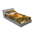 thumbnail image 2 of Ambesonne Scenery Fitted Sheet & Pillow Sham Set, Autmn Leaf Tree Forest, Twinxl, Orange Yellow, 2 of 2