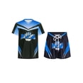 thumbnail image 1 of RUNQHUI Kids Unisex Boxing Shorts and Shirt Outfits Boxer Uniforms Boxing Clothes Set Light Blue 14, 1 of 6
