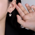 thumbnail image 2 of 925 Sterling Silver CZ Buffterfly Hoop Earrings for Women Teens Sparkling Butterfly Hoop Earrings Huggie Drop, 2 of 12