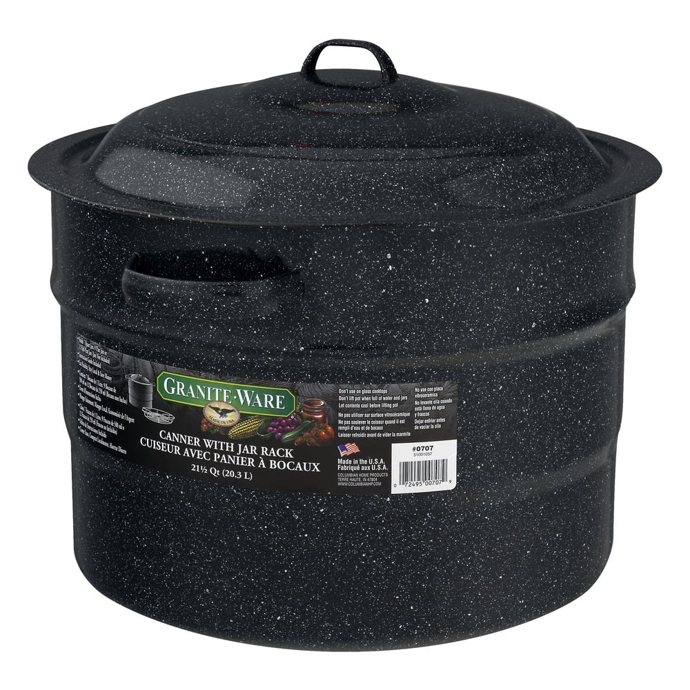 Granite Ware 21.5 Quart Water Bath Canner with Jar Rack Speckled Black Walmart
