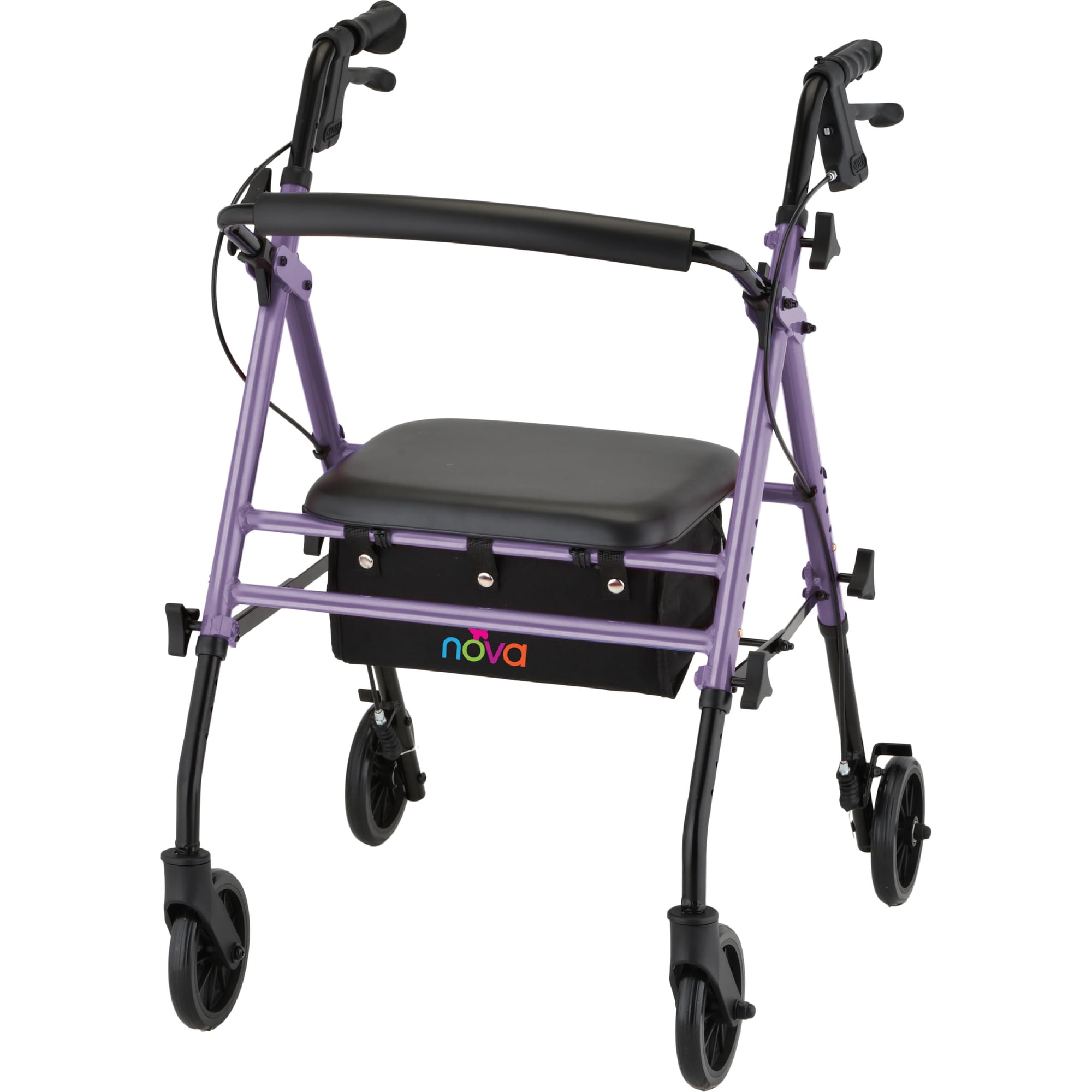 NOVA Buzz Rollator Walker Lightweight Folding Rolling Walker with Seat, 6 Wheels & Locking Hand Brakes, Everyday Mobility Aid for Seniors & Adults, Purple