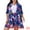 Dark Blue, variant on Women's Plus 2 Pcs Tropical Kimono Floral Tops and Shorts Set Black 1X